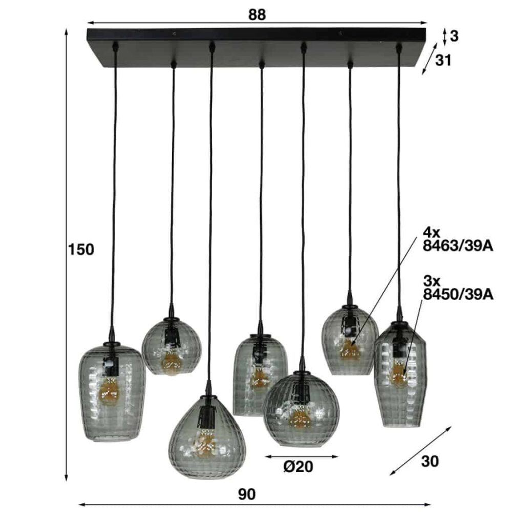 Hängelampe 4+3 Esagonale mix – Bild 6