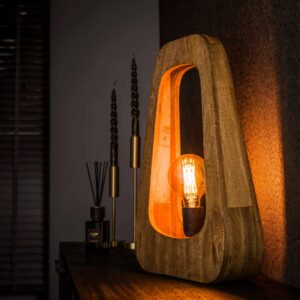 Tischlampe 1L bray / Massives Mango natur