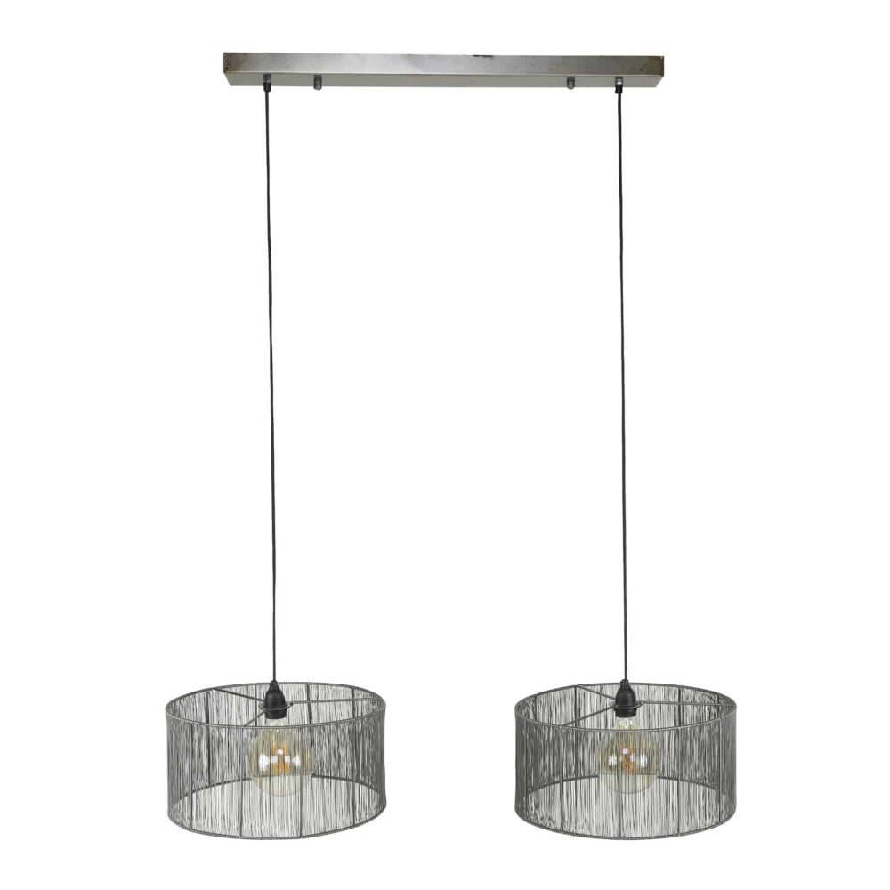 Hängelampe 2L mit Lampenschirm aus Metall / Schwarznickel – Bild 5