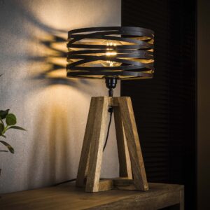 Tischleuchte Twist Holzkreuzgestell / Schiefergrau