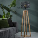 Stehleuchte Twist Holzkreuzgestell / Schiefergrau – Bild 5