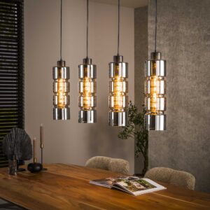 Hängelampe 4L Zylinderglas / Artic schwarz