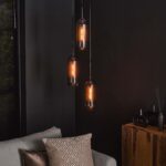 Hängelampe 3L abgestuft, Rauchglas, perforierter Stahl / Artic-Schwarz