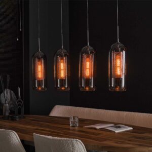 Hängelampe 4L Rauchglas-Lochstahl / Artic Schwarz