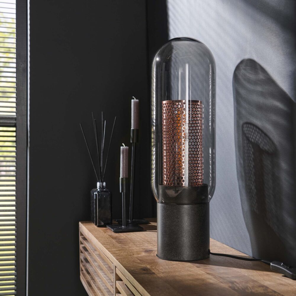 Tischleuchte Rauchglas-Lochstahl / Artic schwarz – Bild 2