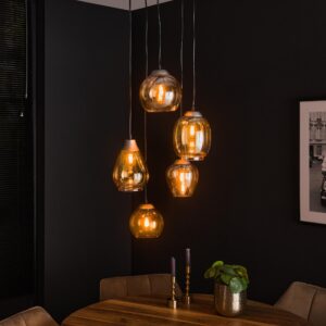 Hängelampe 5L Stufenmischung / bernsteinfarbenes Glas