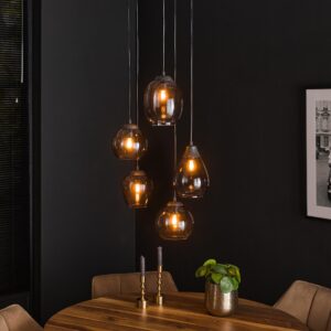Hängelampe 5L Stufenmischung / verchromtes Glas