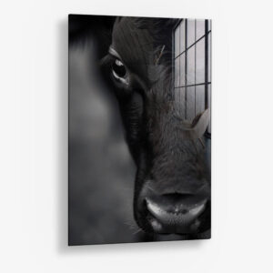 Cow Close-Up – Glas 60x90 cm / Ohne Rahmen