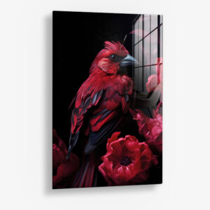 Red Bird – Glas 60x90 cm / Ohne Rahmen