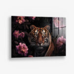 Flower Tiger – Glas 100x150 cm / Ohne Rahmen