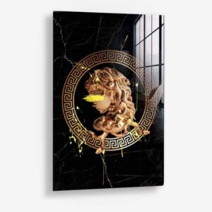 Golden Medusa – Glas 100x150 cm / Ohne Rahmen