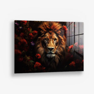 Flower Lion HZ – Glas 60x90 cm / Ohne Rahmen