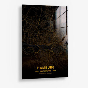 Hamburg Gold – Glas 60x90 cm / Ohne Rahmen