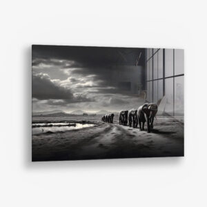 Elephant Family - Glas 100x150 cm / Ohne Rahmen