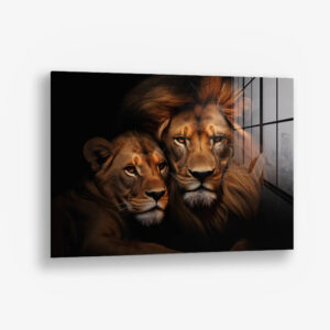 Lion Couple HZ – Glas 80x120 cm / Ohne Rahmen