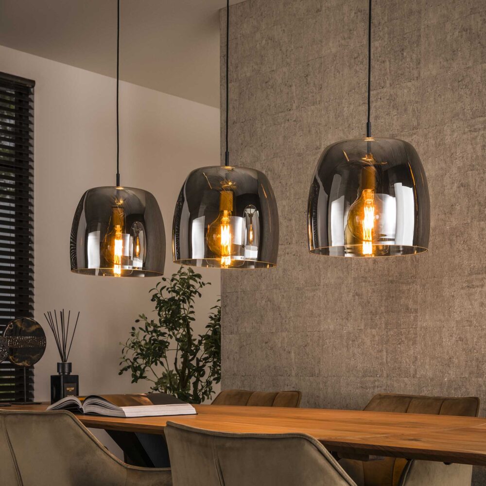 Hängelampe 3L Treibglas / Rauchgraues Glas – Bild 1