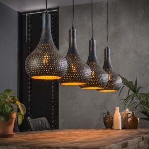 Hängelampe 4L Punch Cone / Schwarzbraun