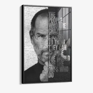 Steve Jobs – Glas 40x60 cm / Mit Rahmen (schwarz)