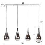 Hängelampe 4L, silbernes Tropfenglas / verchromtes Glas – Bild 4