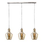 Hängelampe 3L bernsteinfarbener Glaskegel / Altsilber – Bild 4