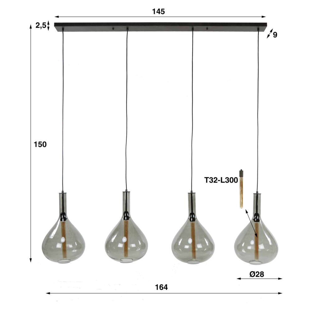 Hängelampe 4L Drop Rauchglas / Artic Schwarz – Bild 5