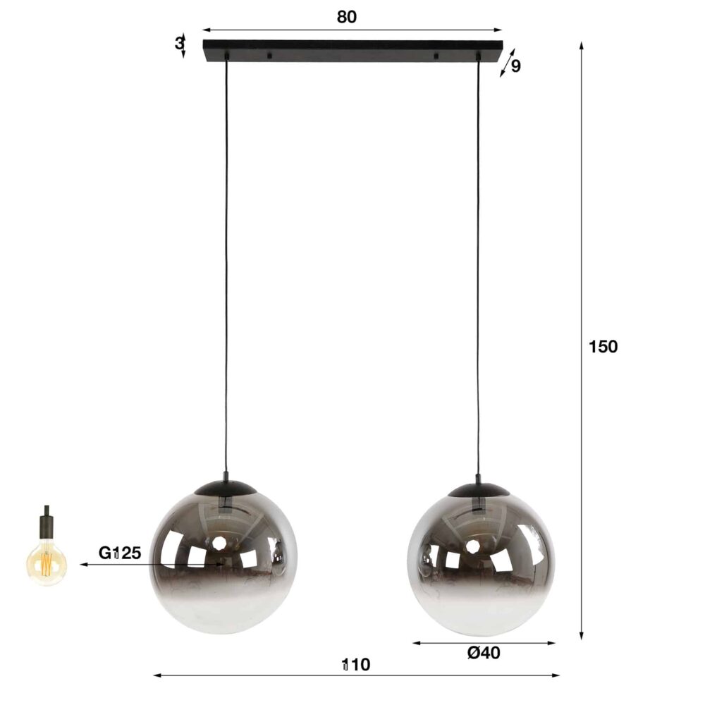 Hängelampe 2L Bubble Shaded XL / Artic Schwarz – Bild 4