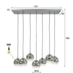 Hängelampe 4+3L mit Blasenschirm / Altsilber – Bild 4