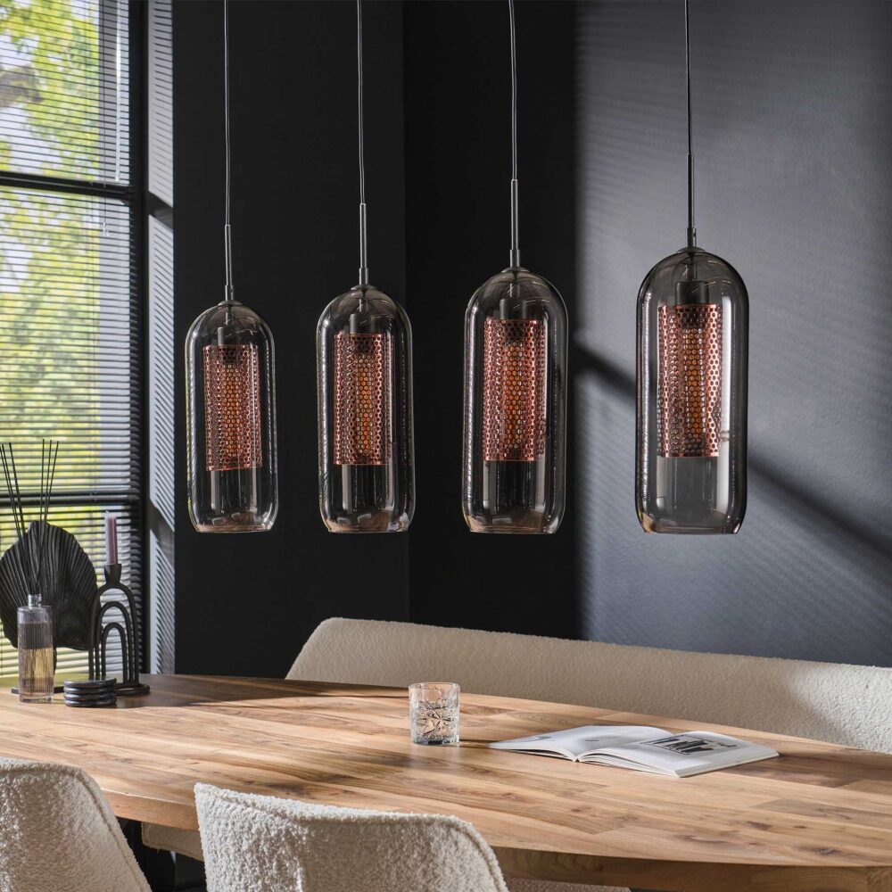 Hängelampe 4L Rauchglas-Lochstahl / Artic Schwarz – Bild 2
