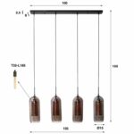 Hängelampe 4L Rauchglas-Lochstahl / Artic Schwarz – Bild 4
