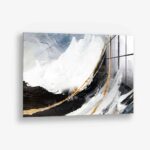Black,  White & Gold Abstract – Glas 100x150 cm / Ohne Rahmen