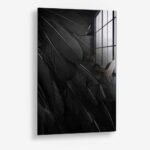 Black Feathers – Glas 80x120 cm / Ohne Rahmen