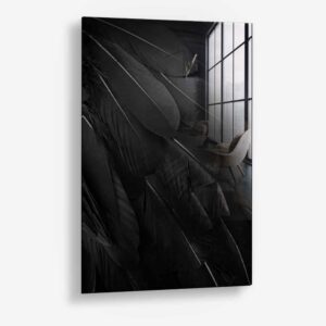 Black Feathers – Glas 40x60 cm / Ohne Rahmen