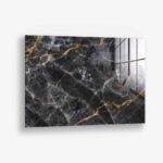Black,  White & Gold Stone – Glas 40x60 cm / Ohne Rahmen