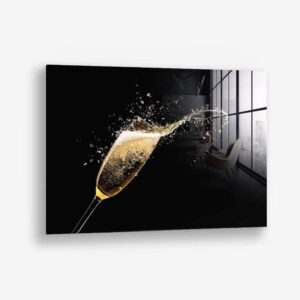 Champagne Spills – Glas 80x120 cm / Ohne Rahmen