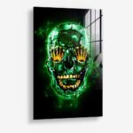 Green Skull (Limited Edition) - Glas 100x150 cm / Ohne Rahmen