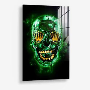 Green Skull (Limited Edition) - Glas 100x150 cm / Ohne Rahmen