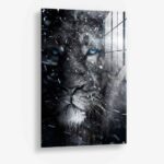 Snowy Lion - glass 100x150 cm / Ohne Rahmen