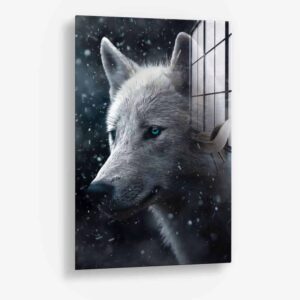 Snowy Wolf - glass 60x90 cm / Ohne Rahmen