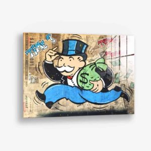 The Running Rich Man - Glas 40x60 cm / Ohne Rahmen
