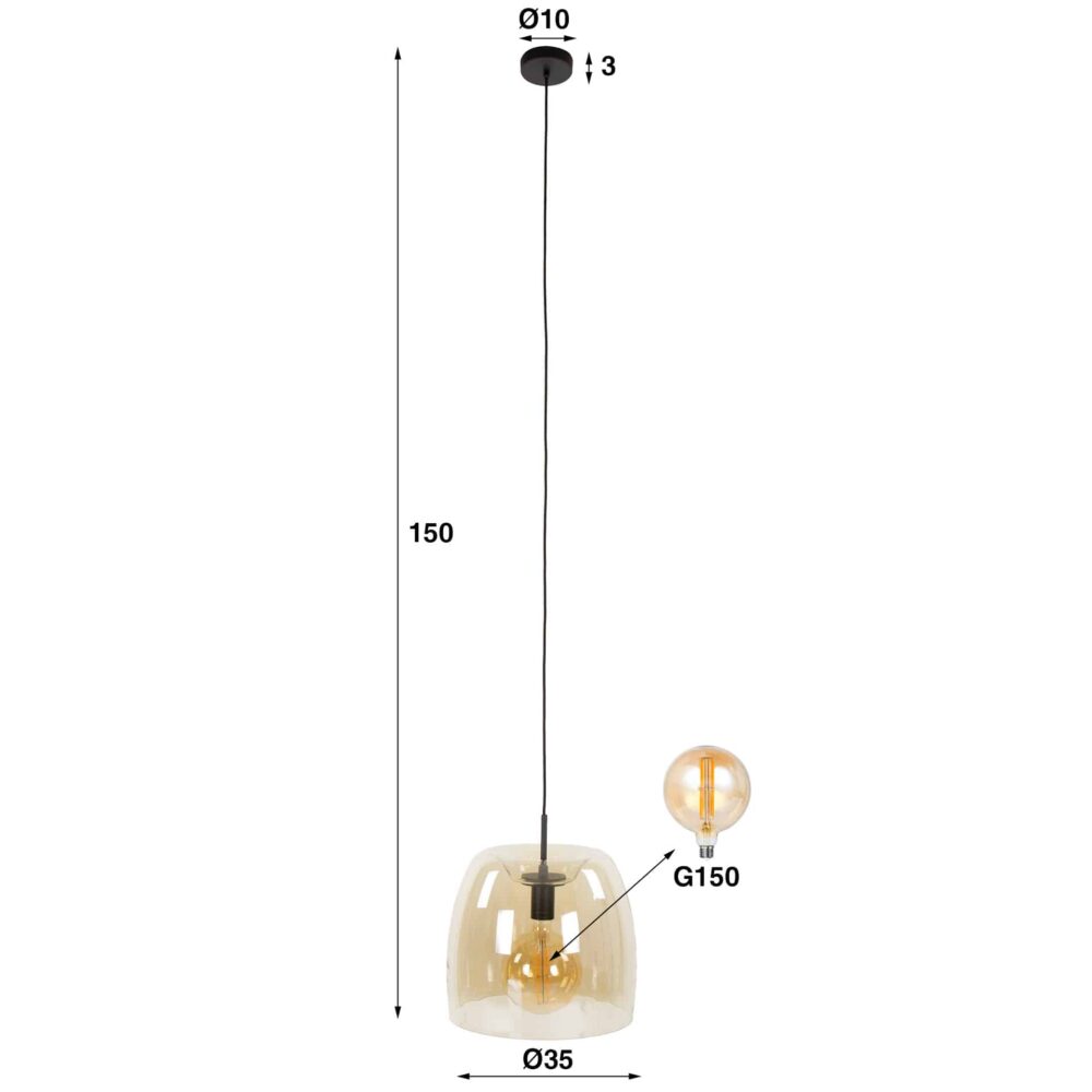 Hängelampe 1L Treibglas / Rauchgraues Glas – Bild 4