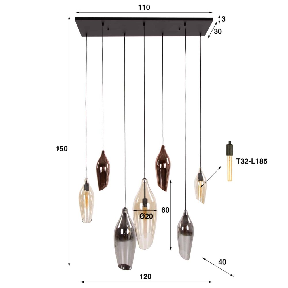 Hängelampe 4+3 Cocoon Mix Glas / Schwarz – Bild 5