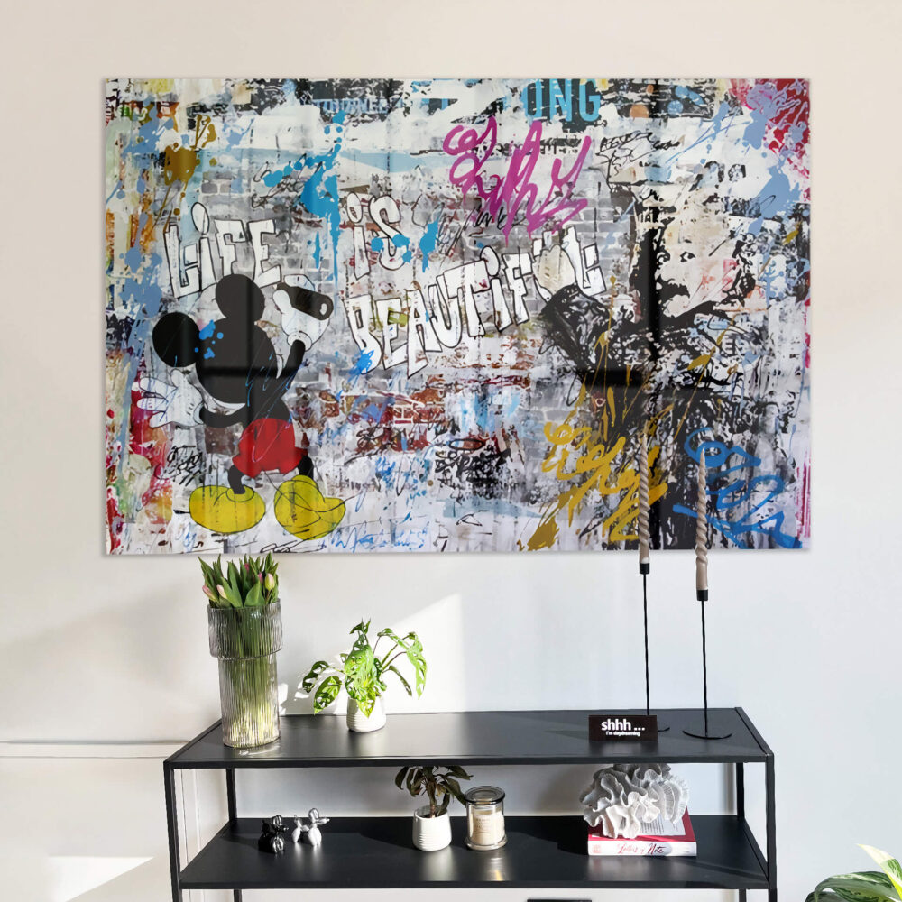 Mickey the Artist - Glas 100x150 cm / Ohne Rahmen – Bild 2