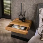 Nachttisch elegant / Massive Mango-Sandfarbe – Bild 3