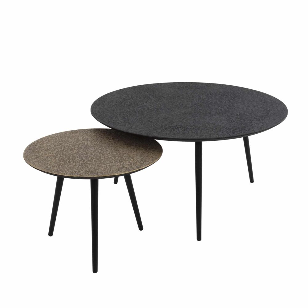 Couchtisch-Set/2 rund, metallic/grau – Bild 3