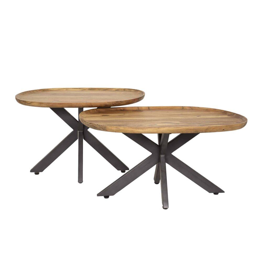 Couchtisch-Set/2 Spinnen / Massive Akazie natur – Bild 4