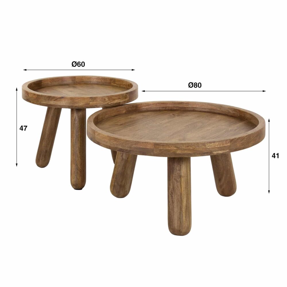 Couchtisch-Set/2 Stative / Massive Mango-Sandfarbe – Bild 5
