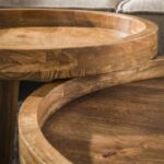 Couchtisch-Set/2 Stative / Massive Mango-Sandfarbe – Bild 2