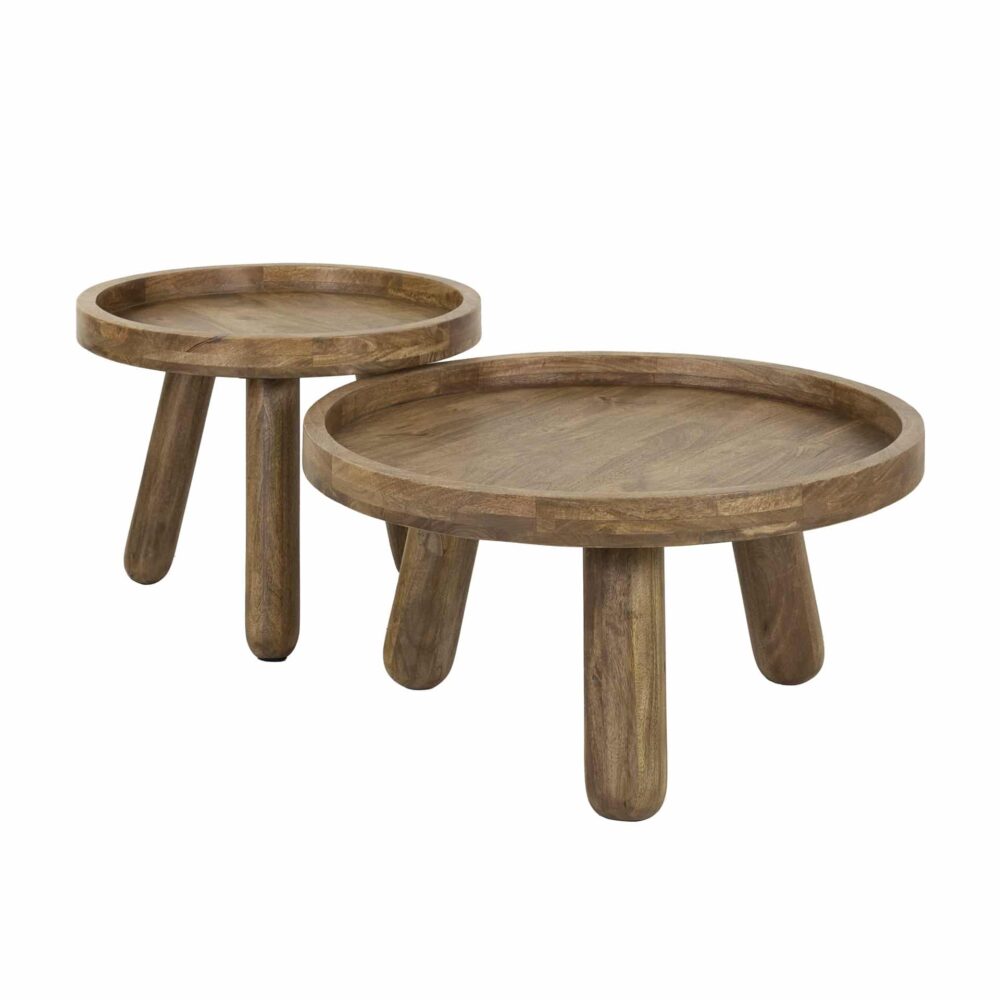 Couchtisch-Set/2 Stative / Massive Mango-Sandfarbe – Bild 4