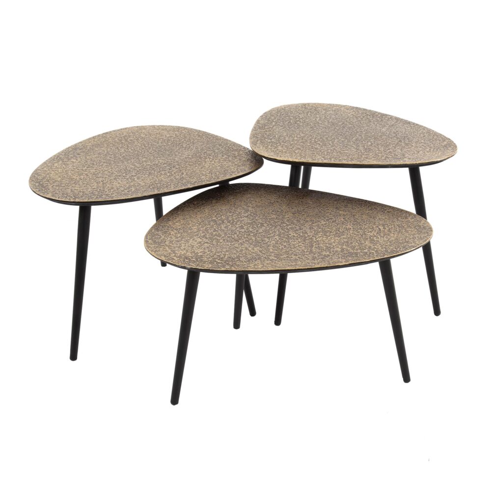 Couchtisch-Set/3 dreieckig metallic / Bronze antik – Bild 3