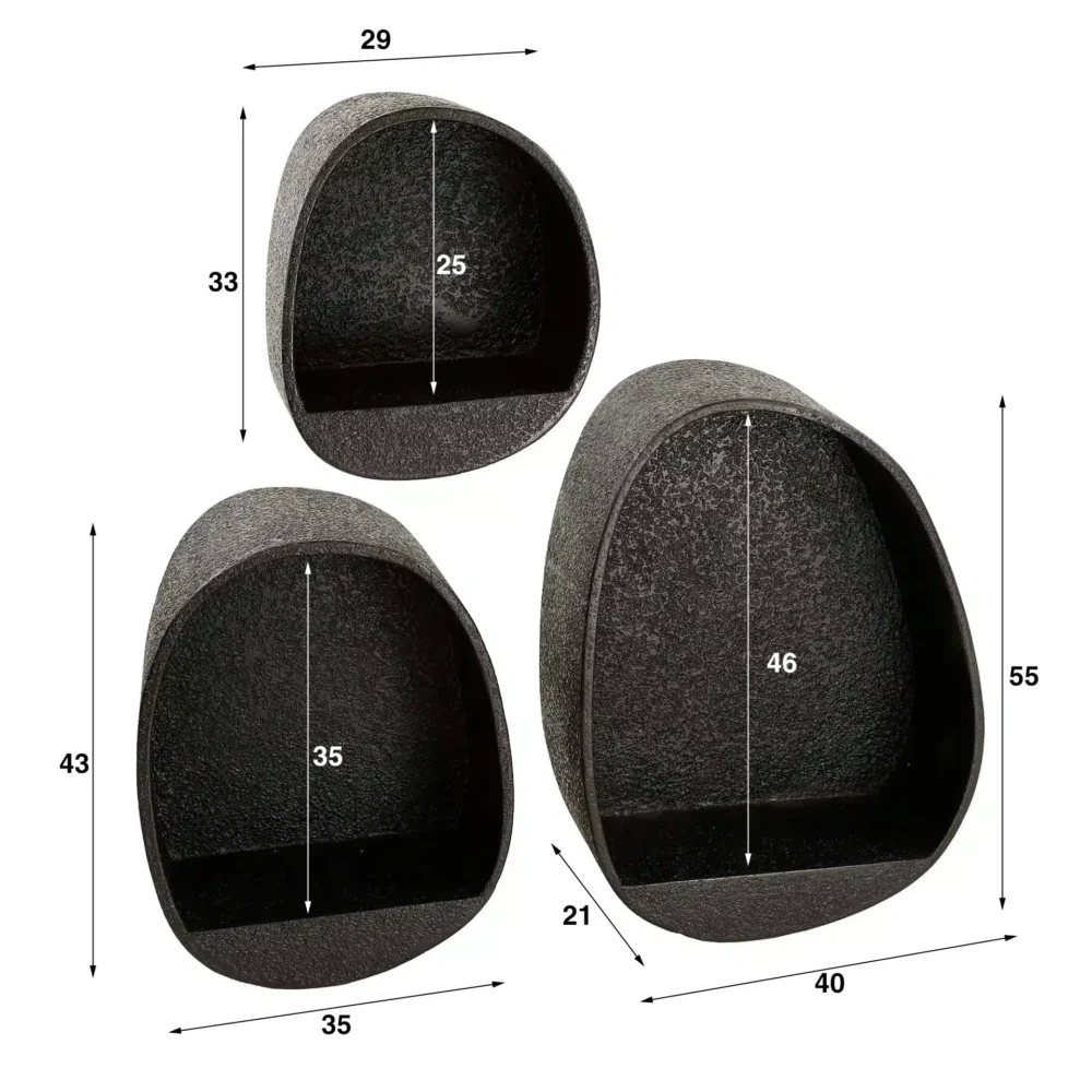 Wandregal-Set/3 Metalltropfen / Grau – Bild 2